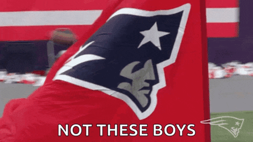 a patriots flag is waving in the wind with the words not these boys written on it