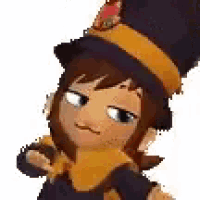 a cartoon character wearing a top hat and scarf is standing on a white background .