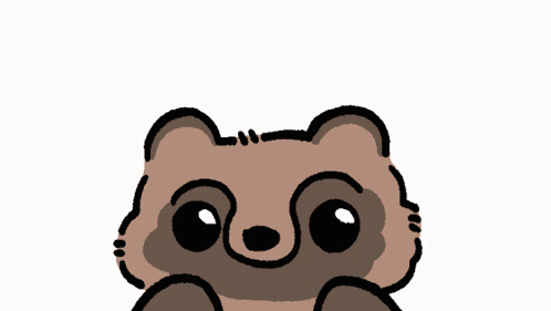 a cartoon drawing of a bear with hearts surrounding it