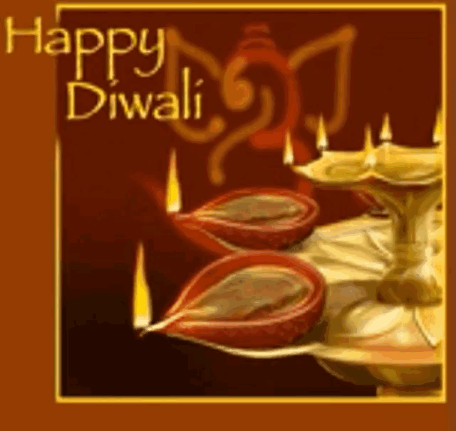 a greeting card that says happy diwali with a picture of candles
