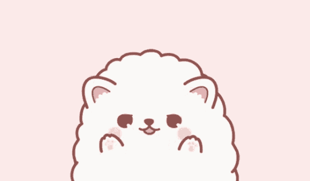 a cartoon drawing of a white sheep with pink ears
