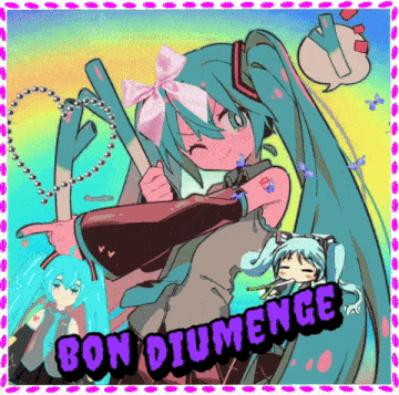 a picture of a girl with a bow and the words bon diumenge on it