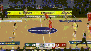 a basketball game is being played between aus and chn