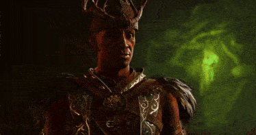 a man and a woman are standing next to each other in a video game and talking to each other .