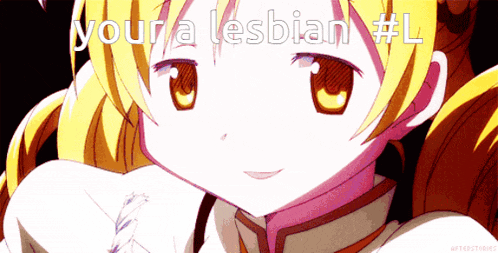 a picture of a girl with the words " your a lesbian # l " on it