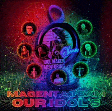 a poster that says magenta team our idol 's on the bottom