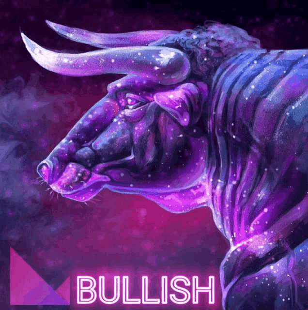 a picture of a bull with the word bullish on it