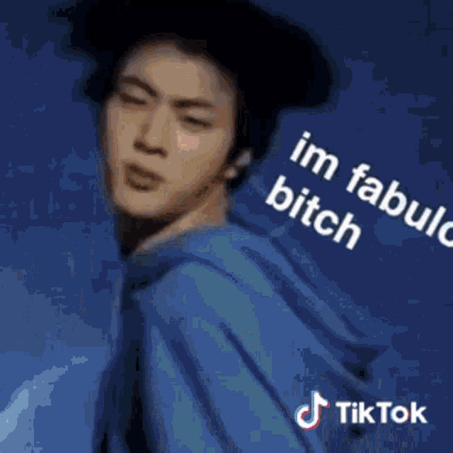 a man in a blue hoodie with a caption that says i 'm fabulously bitch .