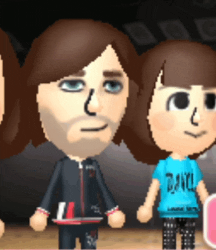 a man and a girl are standing next to each other and the girl is wearing a blue shirt that says dani
