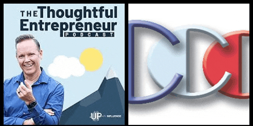a man is smiling on the cover of a podcast called the thoughtful entrepreneur