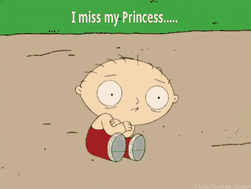 a cartoon character is sitting on the ground with the words i miss my princess behind him