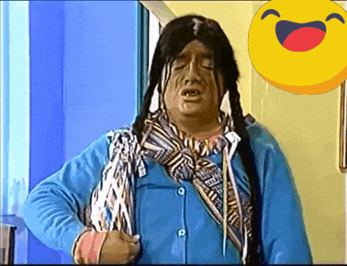 a cartoon of a man wearing a native american costume