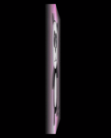 a cartoon panda bear with blue eyes is on a pink background