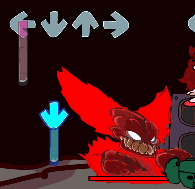 a cartoon drawing of a monster with arrows pointing in different directions .