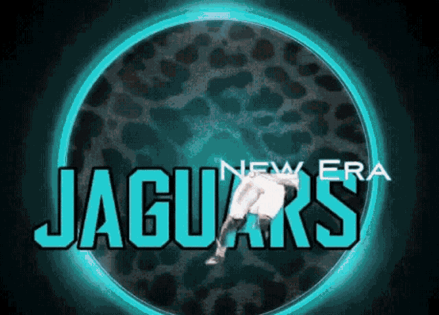 a new era jaguars logo with a leopard print background