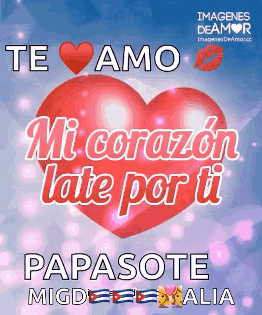 a red heart with the words te amo on it