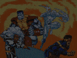 a group of x-men standing next to each other with the words insert coin written on the bottom