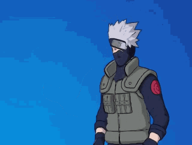 a cartoon character with white hair and a green jacket