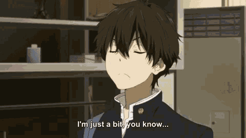 a boy in a school uniform is saying `` i 'm just a bit you know ... '' .
