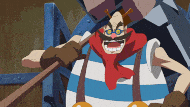 a cartoon character with a red scarf around his neck