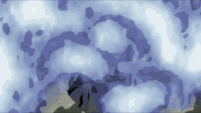 a painting of a cloudy sky with a few purple clouds