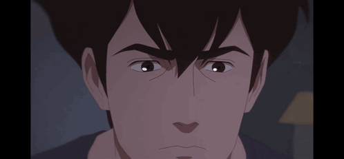 a close up of a cartoon character 's face