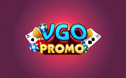 a logo for vgo promo with playing cards and chips