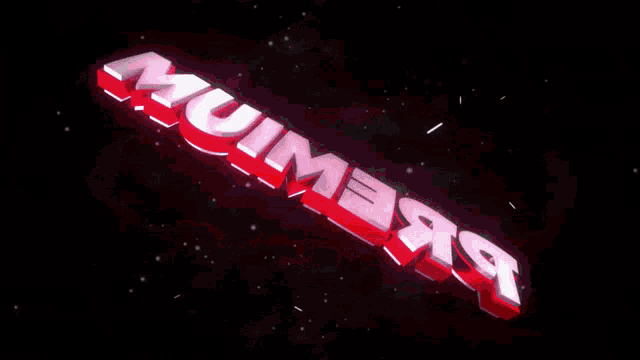 the word premium is written in red and white