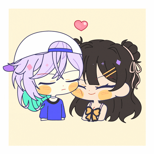 a drawing of a boy and a girl with a heart in the background