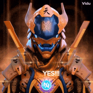 a video game character says yes with a purple circle around his chest