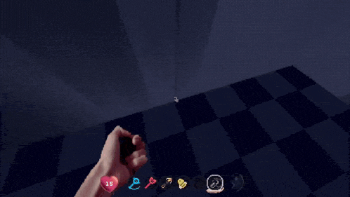 a screenshot of a video game shows a hand holding a heart with 15 on it