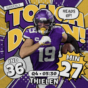 a vikings football player running with a ball