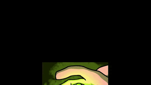 a cartoon drawing of a person holding a green device