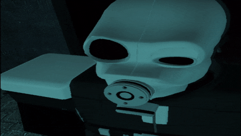 a picture of a gas mask with a circle in the middle of it
