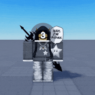 a cartoon character says nah i 'm sigma in a white speech bubble