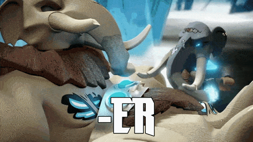 a cartoon elephant with the word er written on it