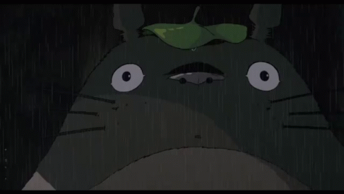 Waiting In The Rain GIF - Totoro Leaf Umbrella Anime GIFs