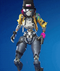 a robot with big googly eyes and a backpack on a blue background