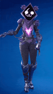 a video game character with a purple heart and the letter f on it