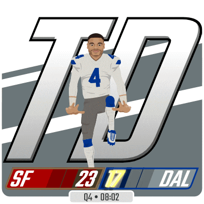 a cartoon drawing of a football player with the number 4 on his jersey