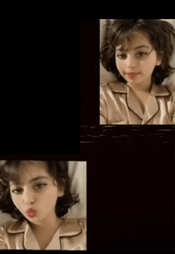 a collage of three pictures of a young girl with short hair
