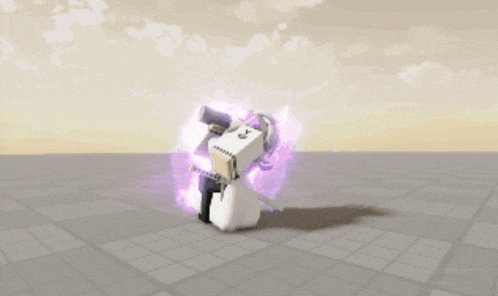 a video game character with a sword and shield in a purple aura