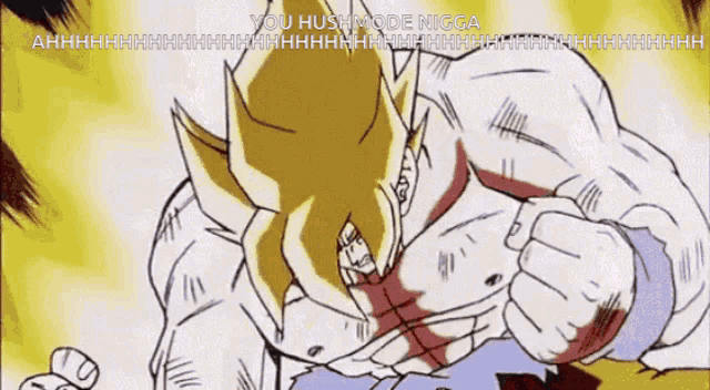 a cartoon of a man with the words you hush mode nigga written on it