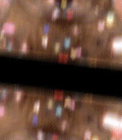 a blurry picture of a christmas tree with a black line in the middle