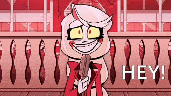 a cartoon character is holding an ice cream cone and saying hey !
