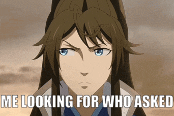 a cartoon of a girl with the words me looking for who asked below her