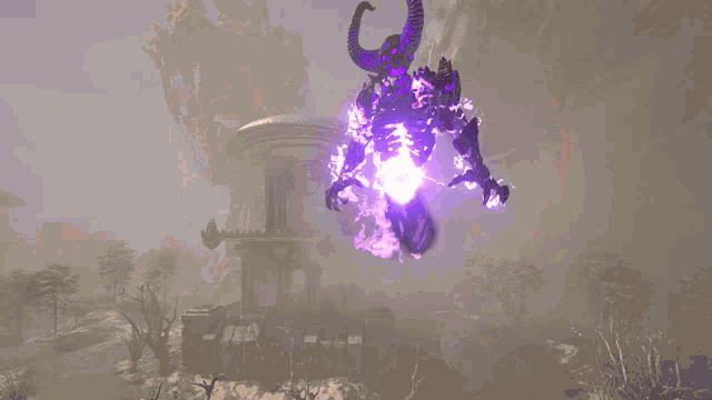 a demon with horns is surrounded by flames