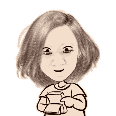 a cartoon drawing of a woman with short hair