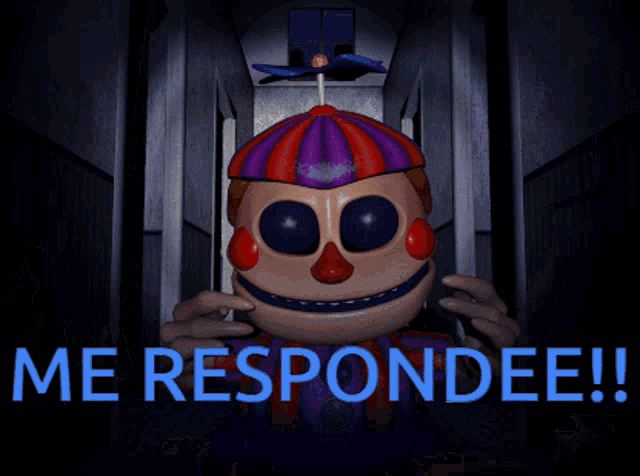 a clown with big teeth and the words " me respondee " below it