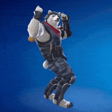 a polar bear in a camouflage uniform is dancing